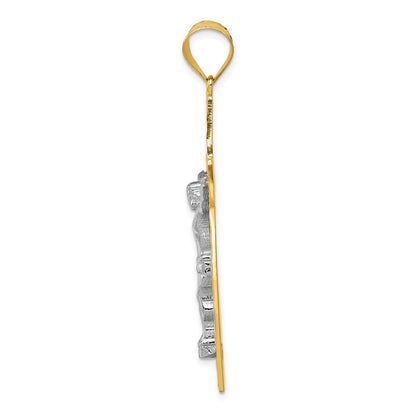 10K Two-Tone 10K Diamond-Cut Crucifix Pendant