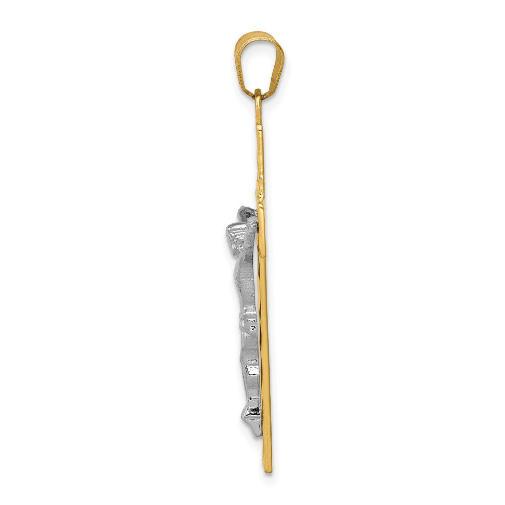 10K Two-Tone 10K Diamond-Cut Crucifix Pendant