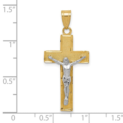 10K Two-Tone 10K Diamond-Cut Crucifix Pendant