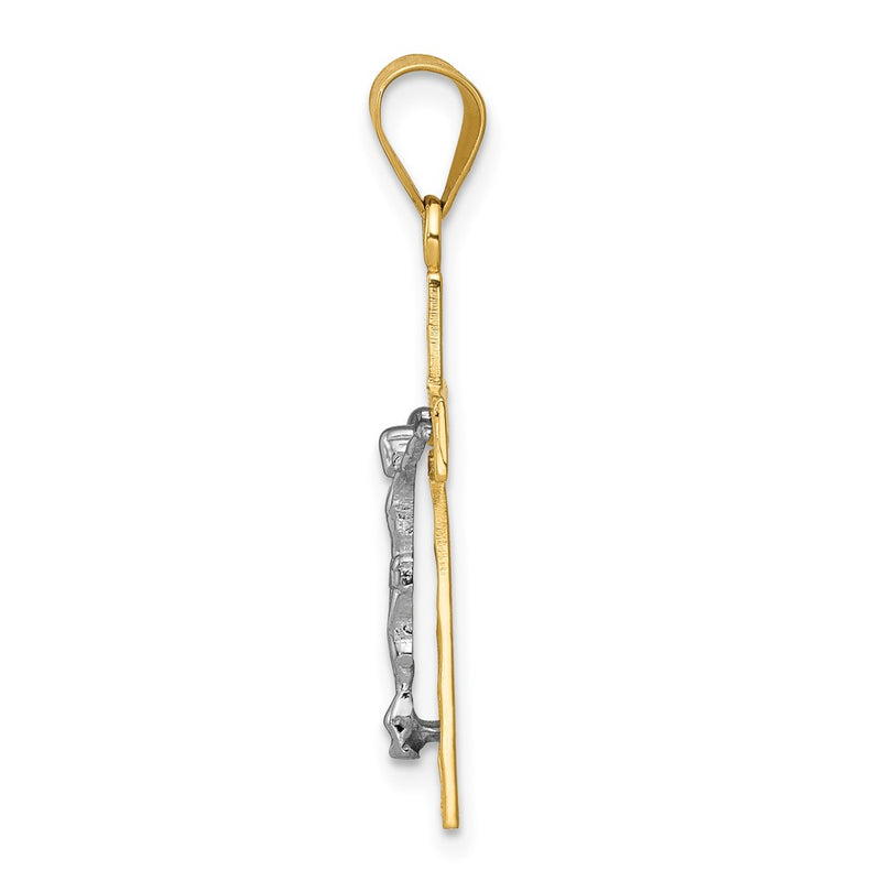 10K Two-Tone 10K Diamond-Cut Crucifix Charm