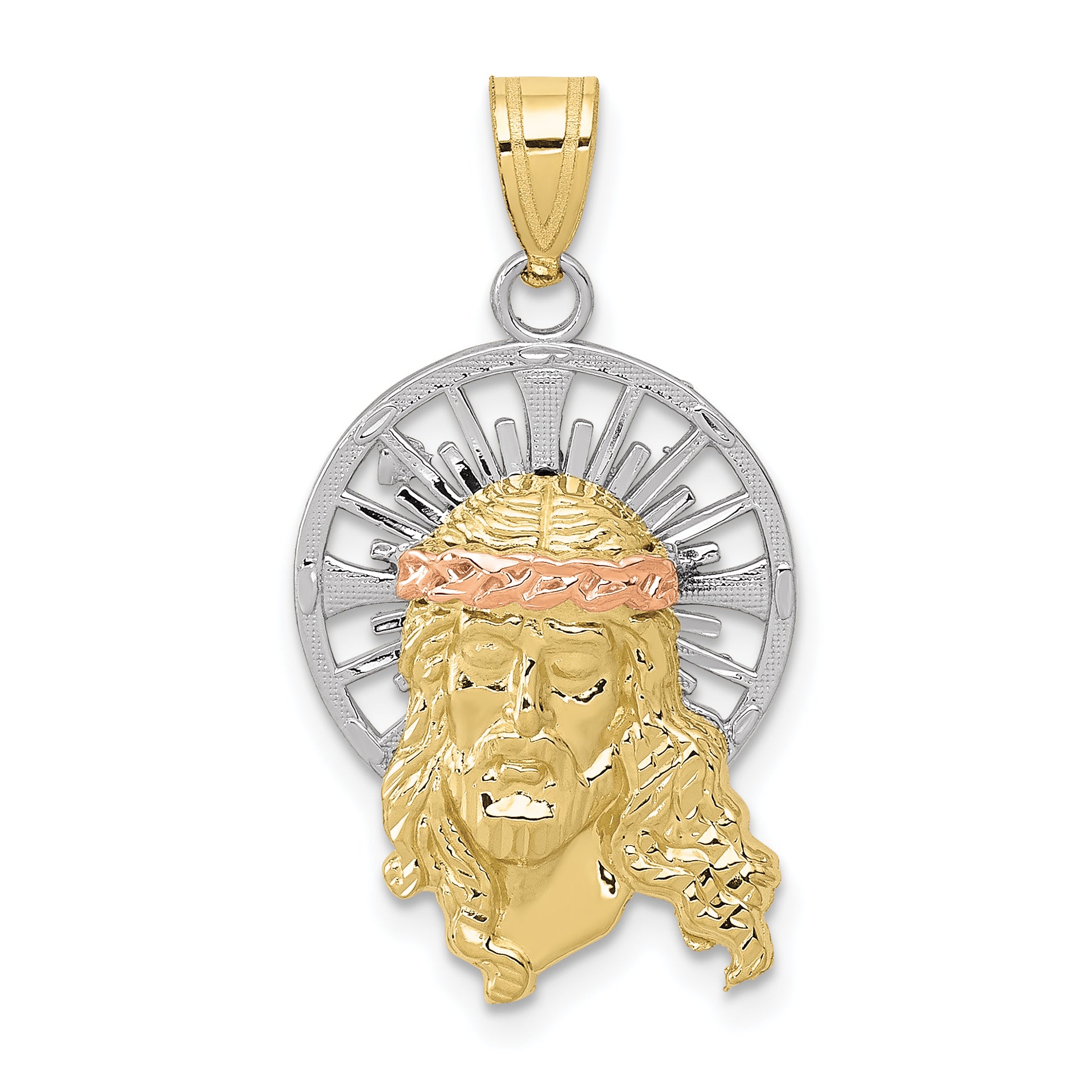 10K Tri Color 10K Tri-Color Diamond-Cut Christ Charm