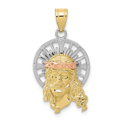 10K Tri Color 10K Tri-Color Diamond-Cut Christ Charm