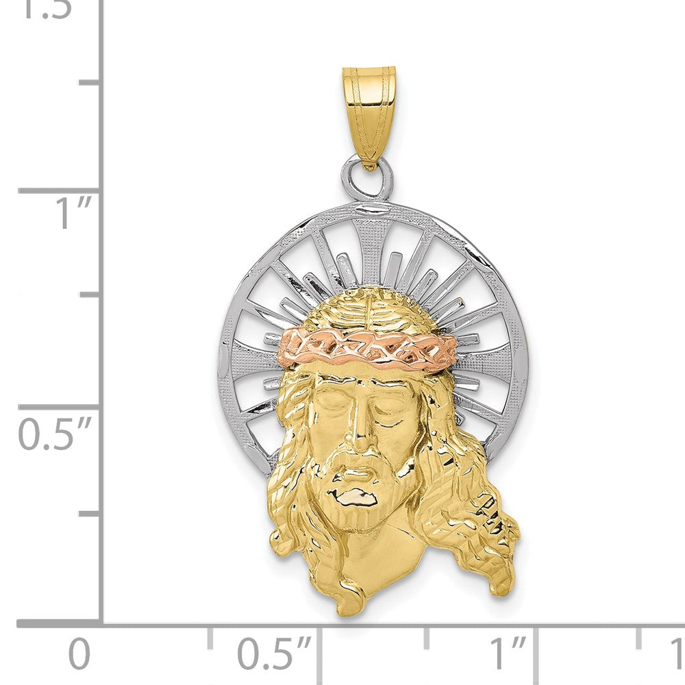 10K Tri Color 10K Tri-Color Diamond-Cut Christ Charm