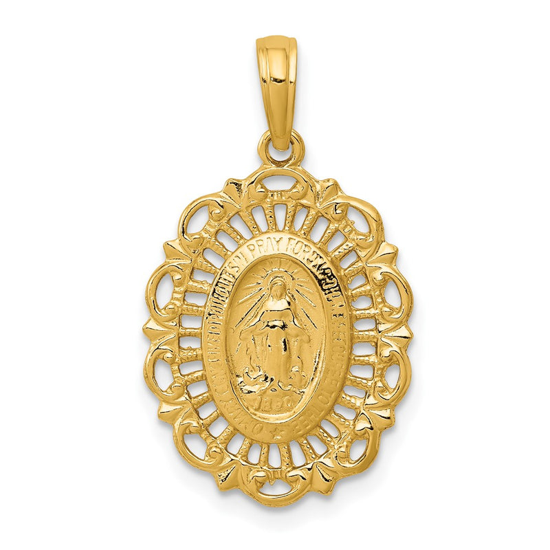 10K Yellow Gold Oval Miraculous Medal Pendant