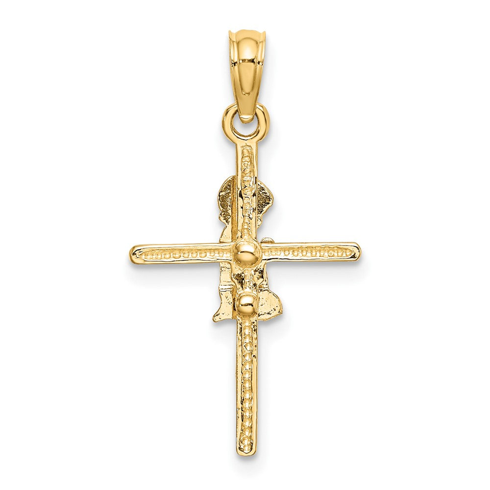 10K Yellow Gold Praying Boy Cross Charm