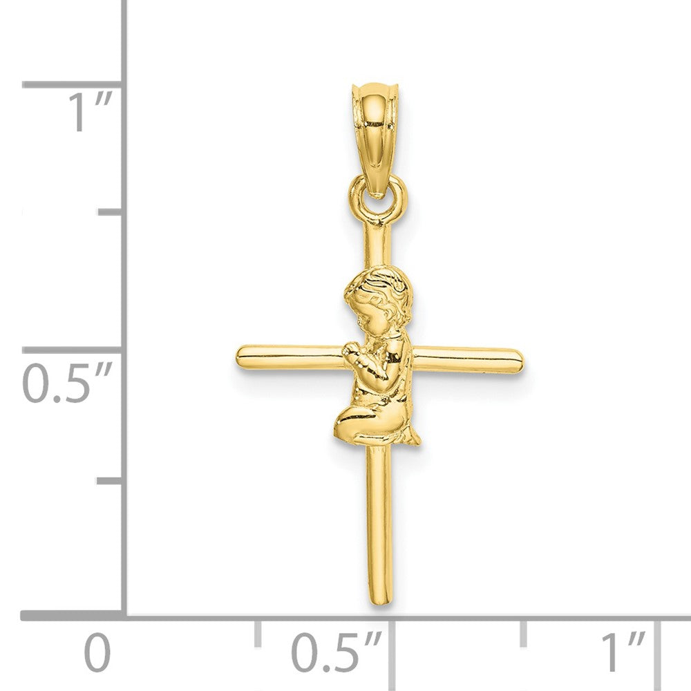 10K Yellow Gold Praying Boy Cross Charm