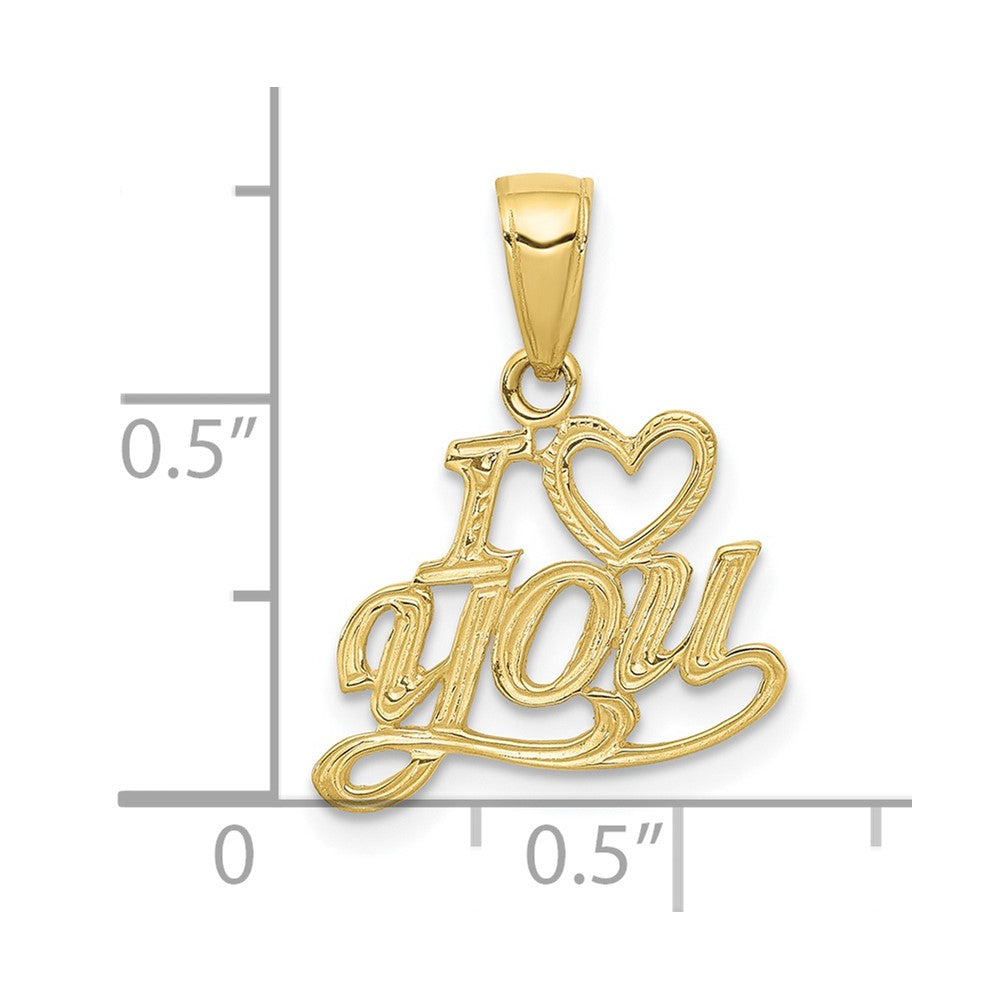 10K Yellow Gold 10K Polished & Textured I Heart You Pendant