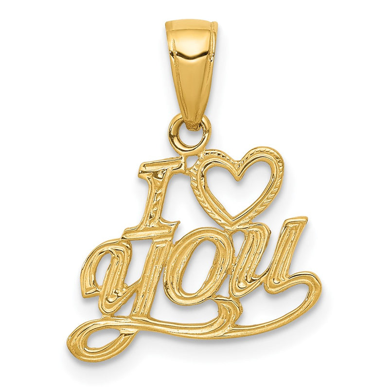 10K Yellow Gold 10K Polished & Textured I Heart You Pendant