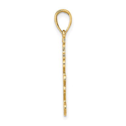 10K Yellow Gold 10K Textured I Love You Pendant