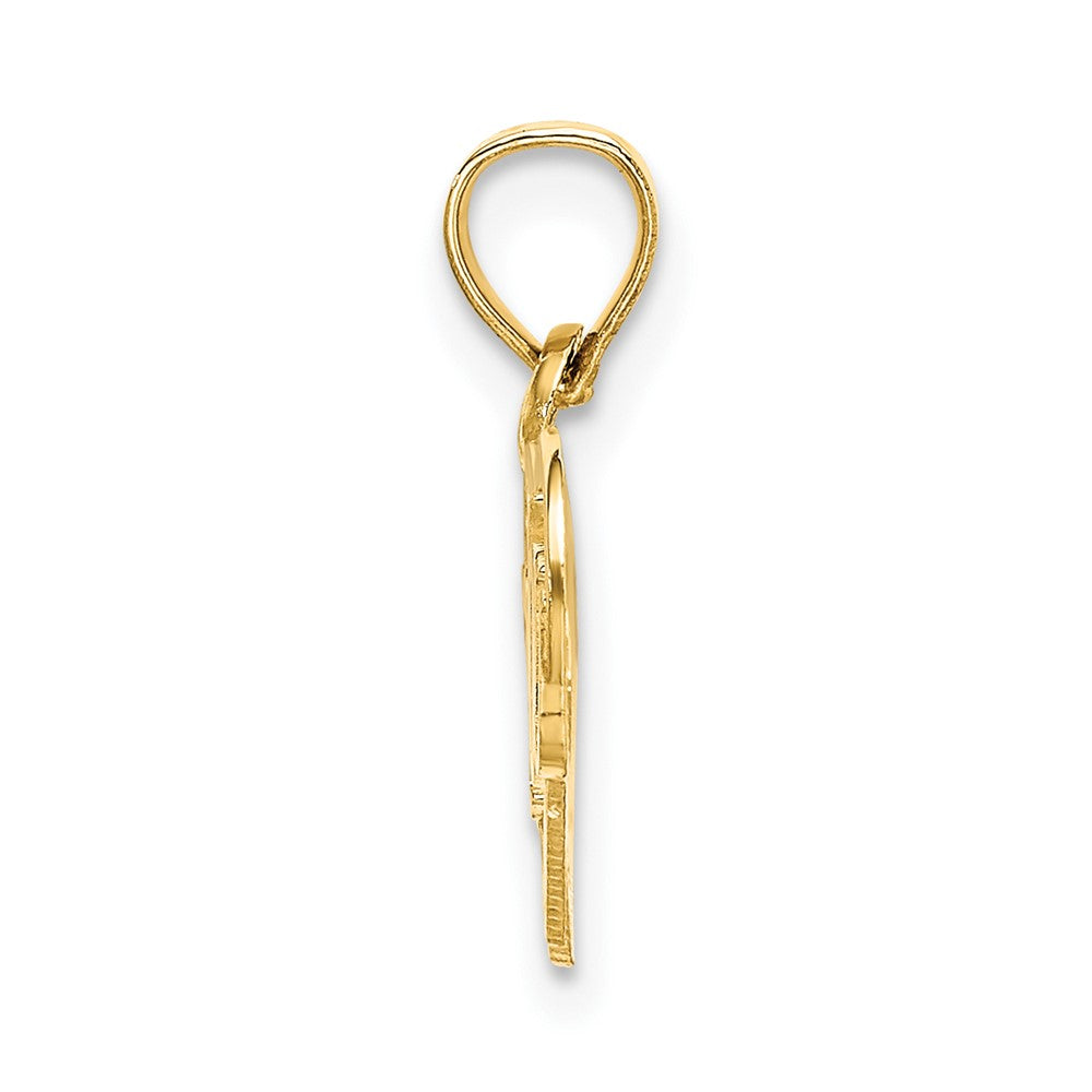 10K Yellow Gold 10K Polished /Textured I Love You Double Heart Pendant