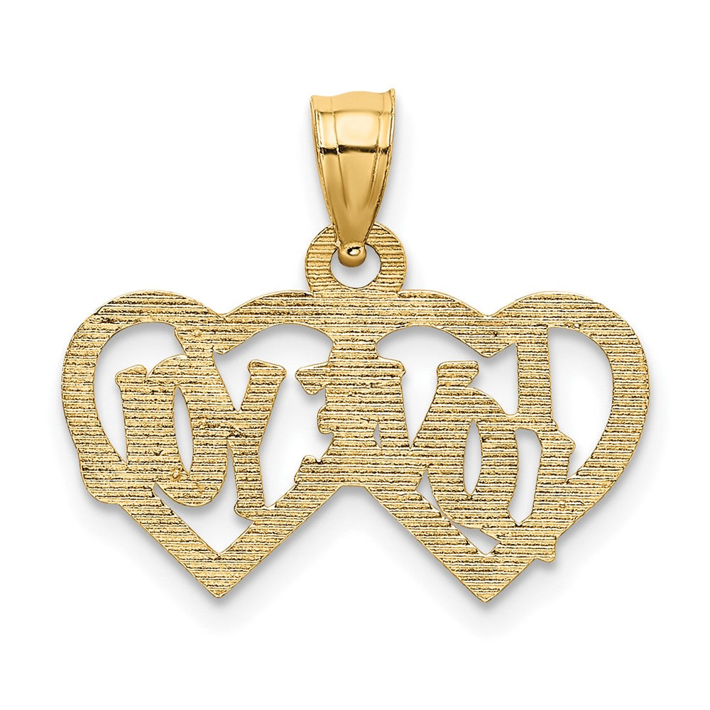 10K Yellow Gold 10K Polished /Textured I Love You Double Heart Pendant