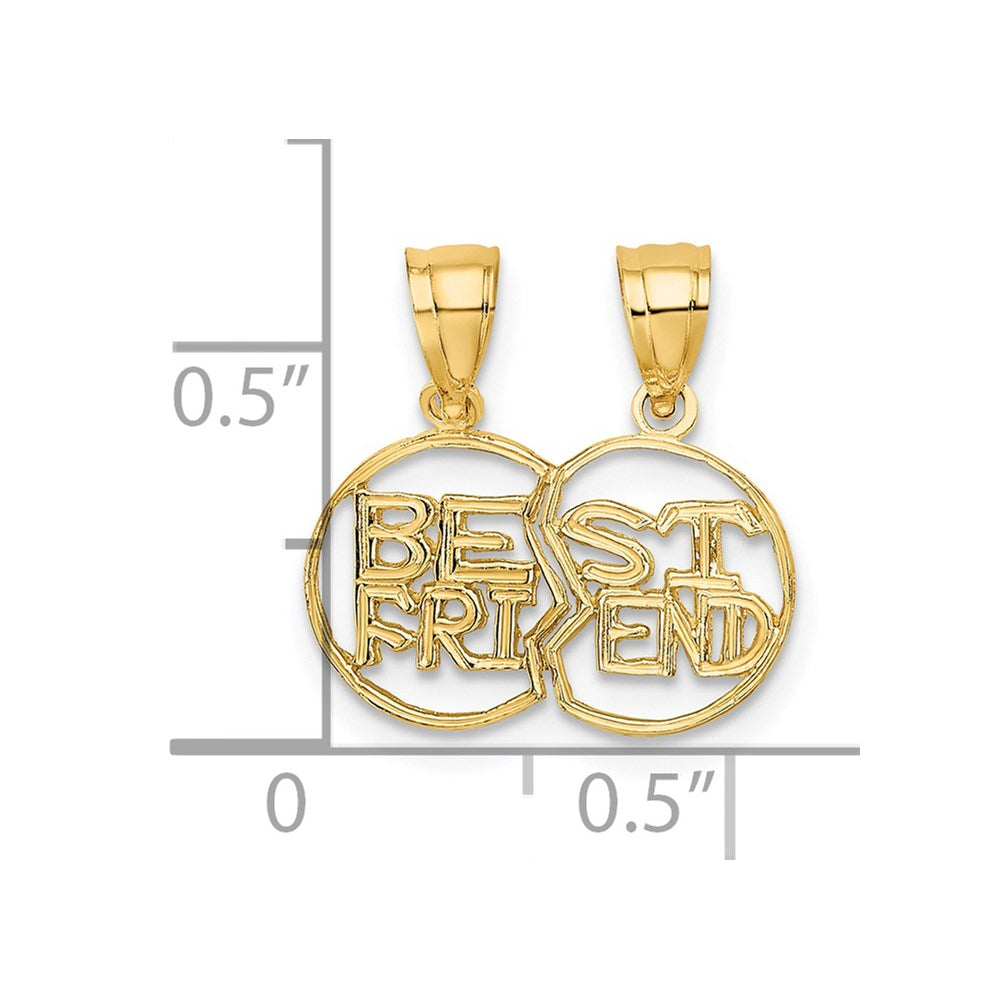 10K Yellow Gold 10K Break Apart Cut-Out Best Friend Pendant