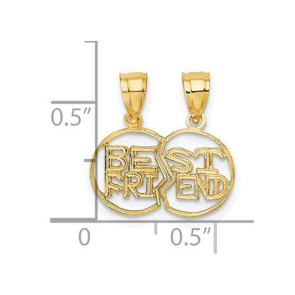 10K Yellow Gold 10K Break Apart Cut-Out Best Friend Pendant