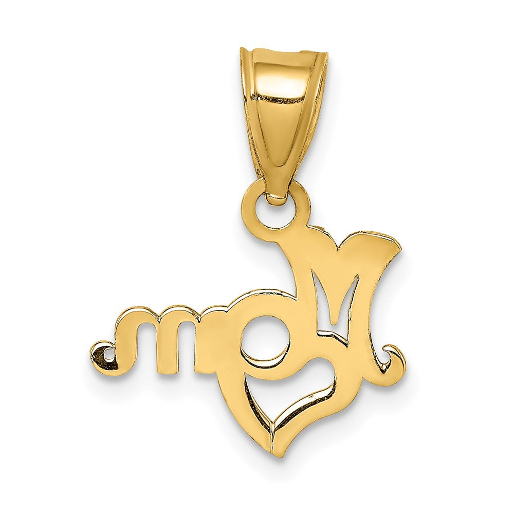 10K Yellow Gold 10K Mom With Heart Pendant