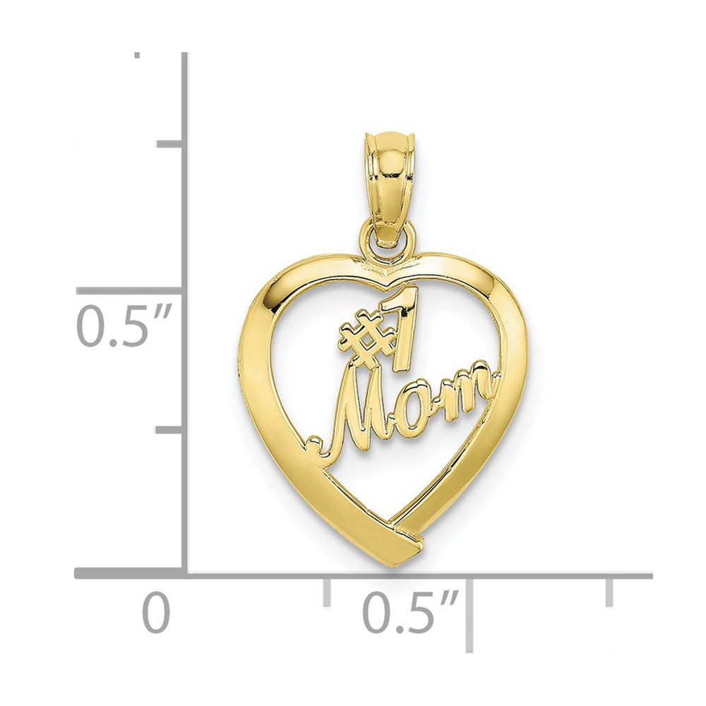 10K Yellow Gold 10K #1 Mom In Heart Pendant