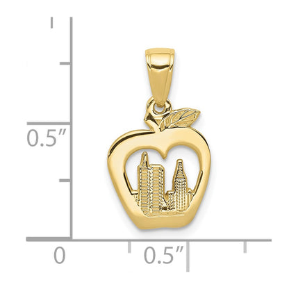10K Yellow Gold 10K New York Skyline In Apple Pendant