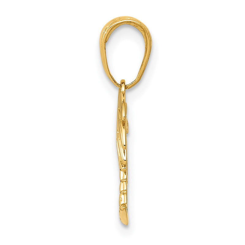 10K Yellow Gold 10K Charleston Palm Tree With Moon Pendant
