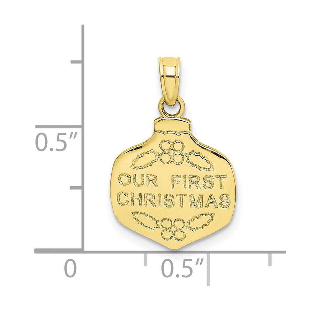 10K Yellow Gold 10K Our First Christmas Ornament Pendant