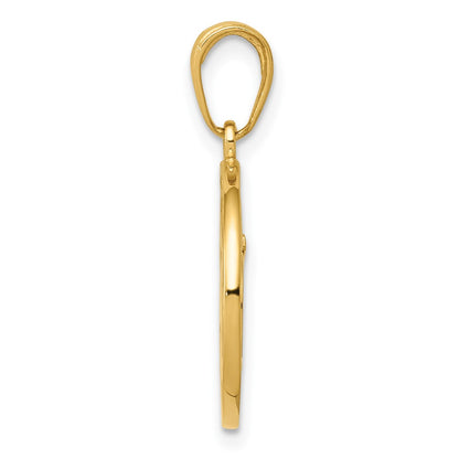 10K Yellow Gold 10K Cut-Out Round Frame Yoga Om Symbol Pendant