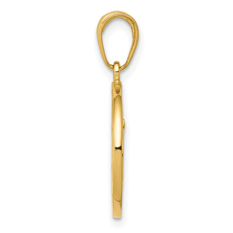 10K Yellow Gold 10K Cut-Out Round Frame Yoga Om Symbol Pendant