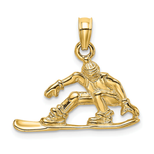 10K Yellow Gold 10K Snowboarder Charm