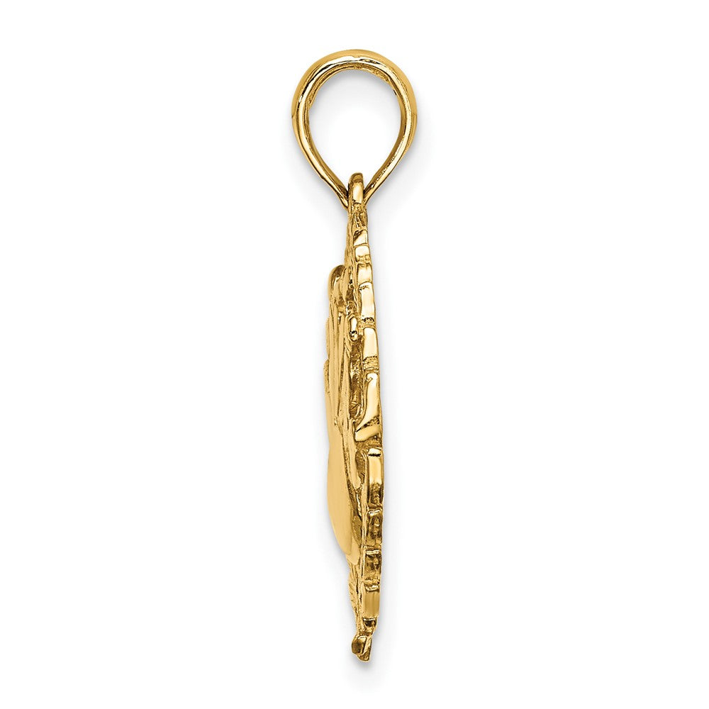 10K Yellow Gold 10K Bowling Story In Leaf Circle Charm