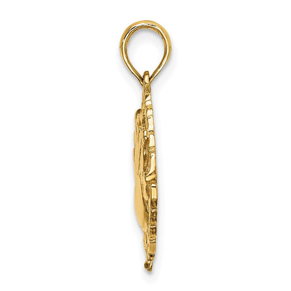 10K Yellow Gold 10K Bowling Story In Leaf Circle Charm