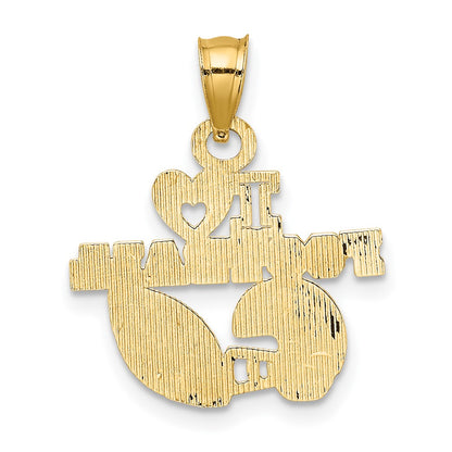 10K Yellow Gold 10K I Heart Football Charm