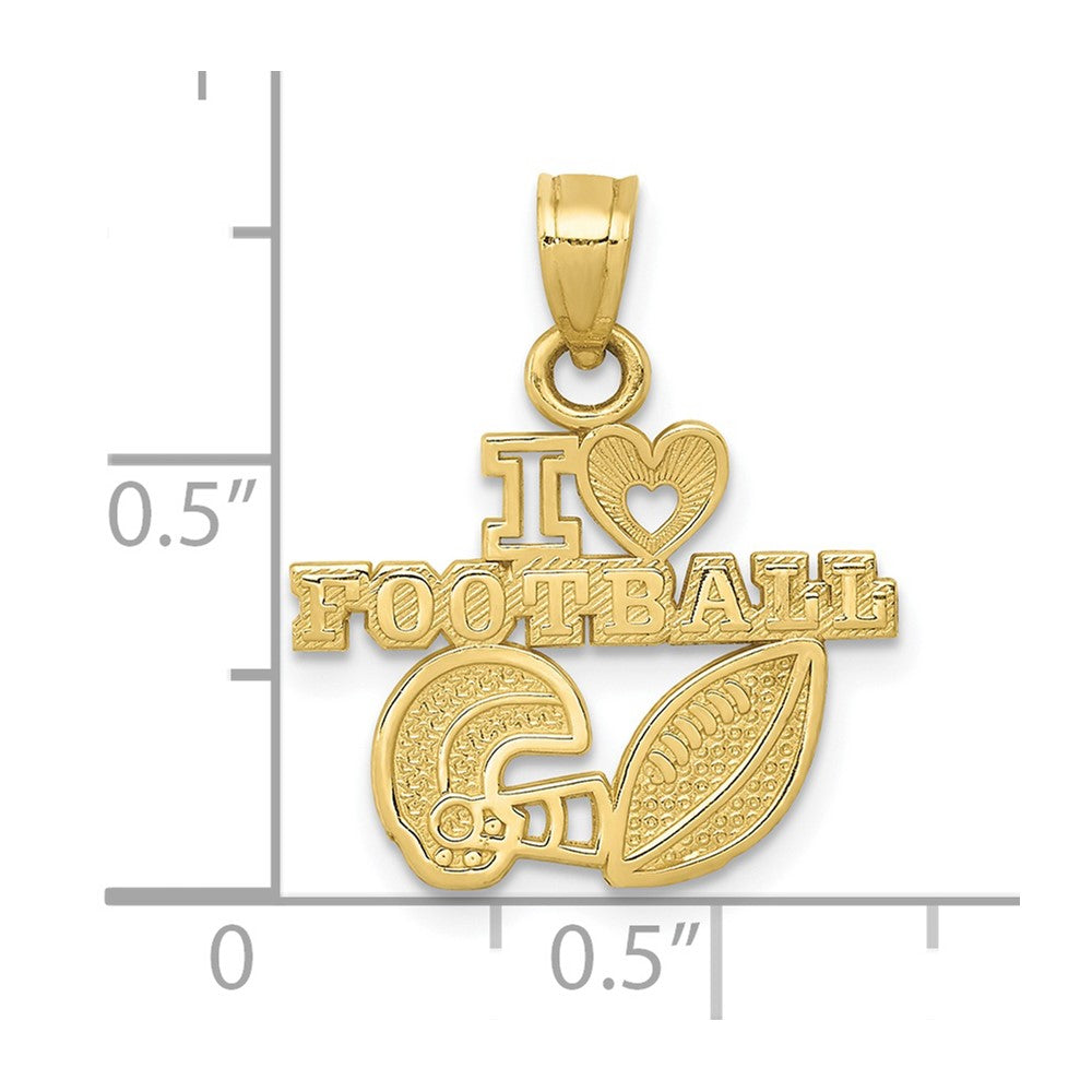 10K Yellow Gold 10K I Heart Football Charm