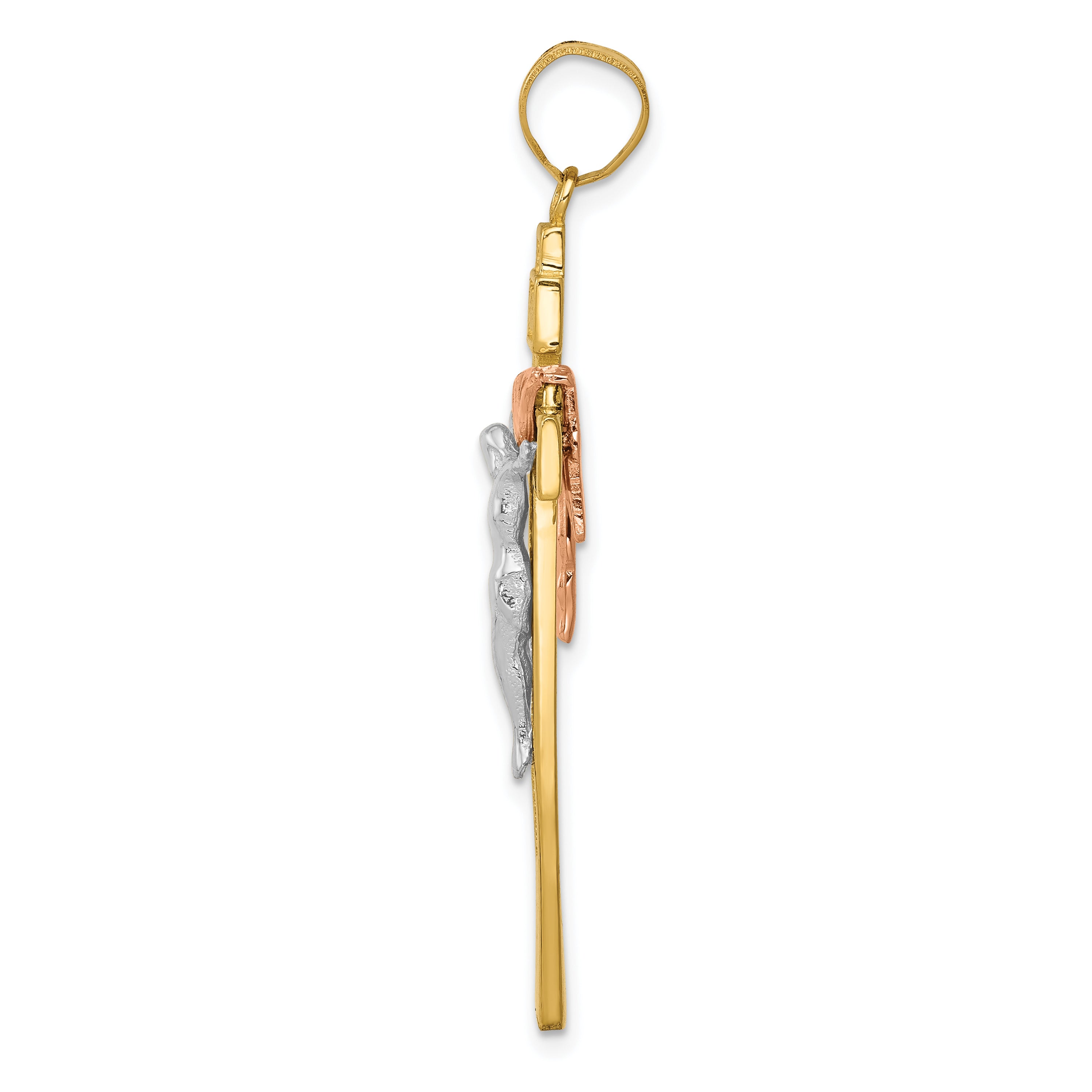10K Tri Color 10K Tri-Color Large Draped Inri Crucifix Pendant