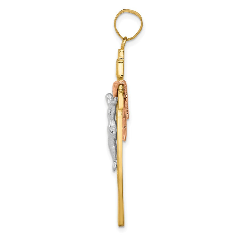 10K Tri Color 10K Tri-Color Large Draped Inri Crucifix Pendant
