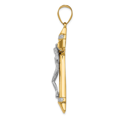 10K Two-Tone Cz Crucifix Pendant