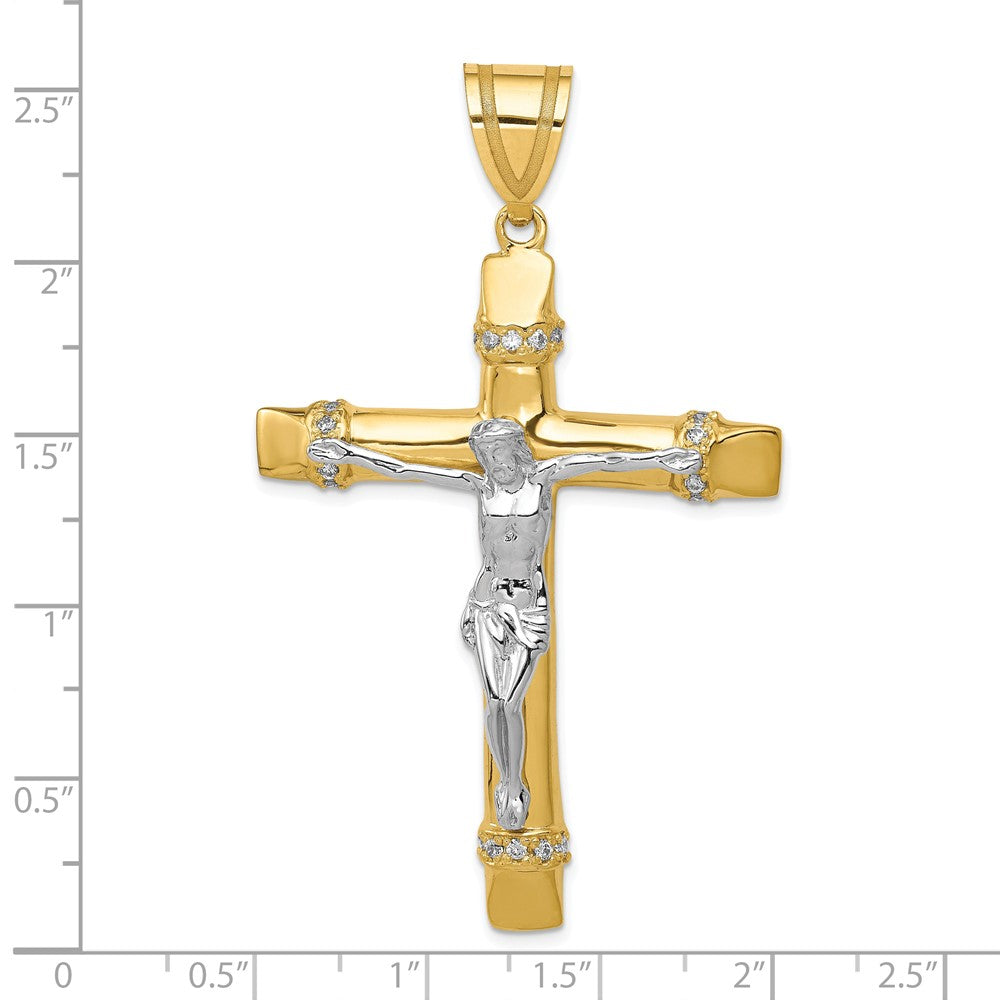 10K Two-Tone Cz Crucifix Pendant