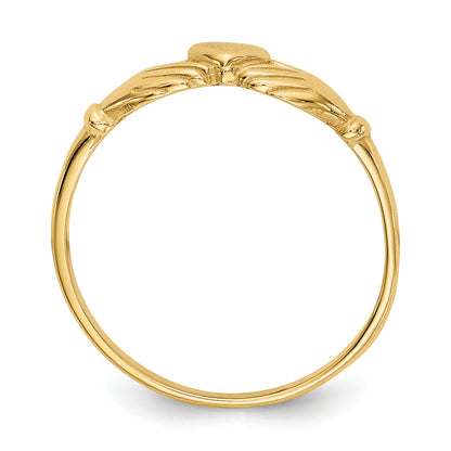 10K Yellow Gold Polished & Satin Claddagh Ring
