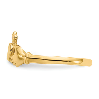 10K Yellow Gold Polished & Satin Claddagh Ring