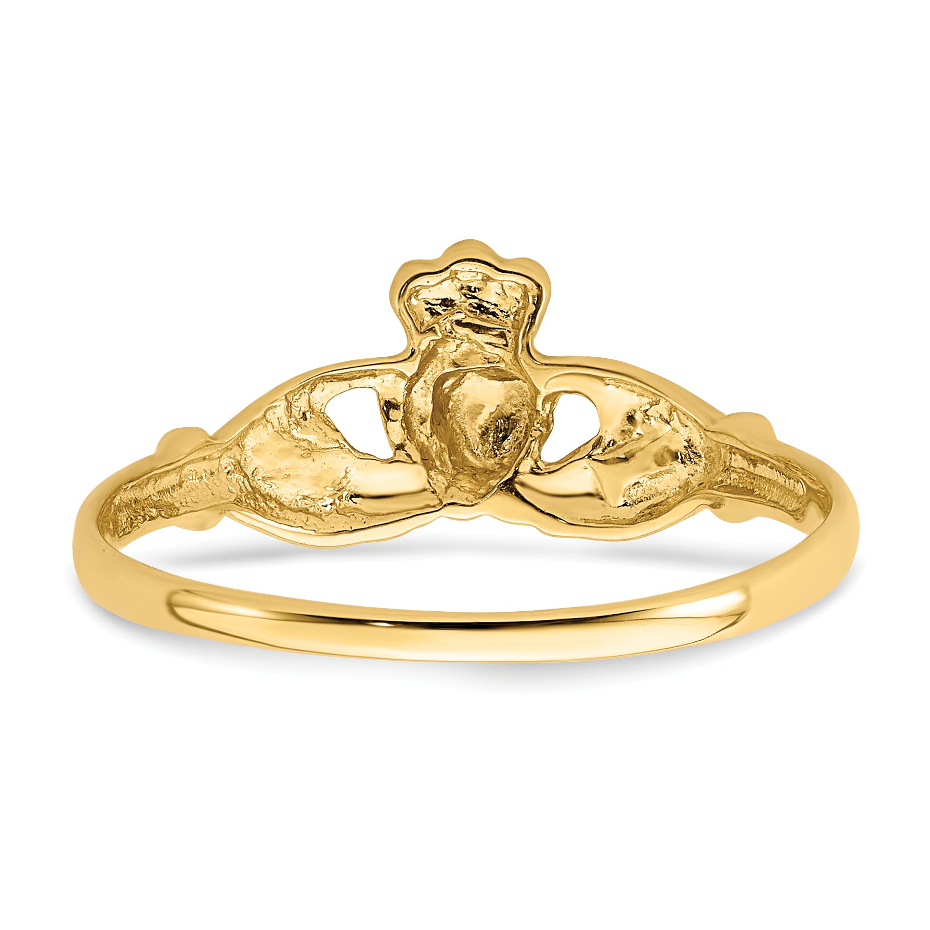 10K Yellow Gold Polished & Satin Claddagh Ring