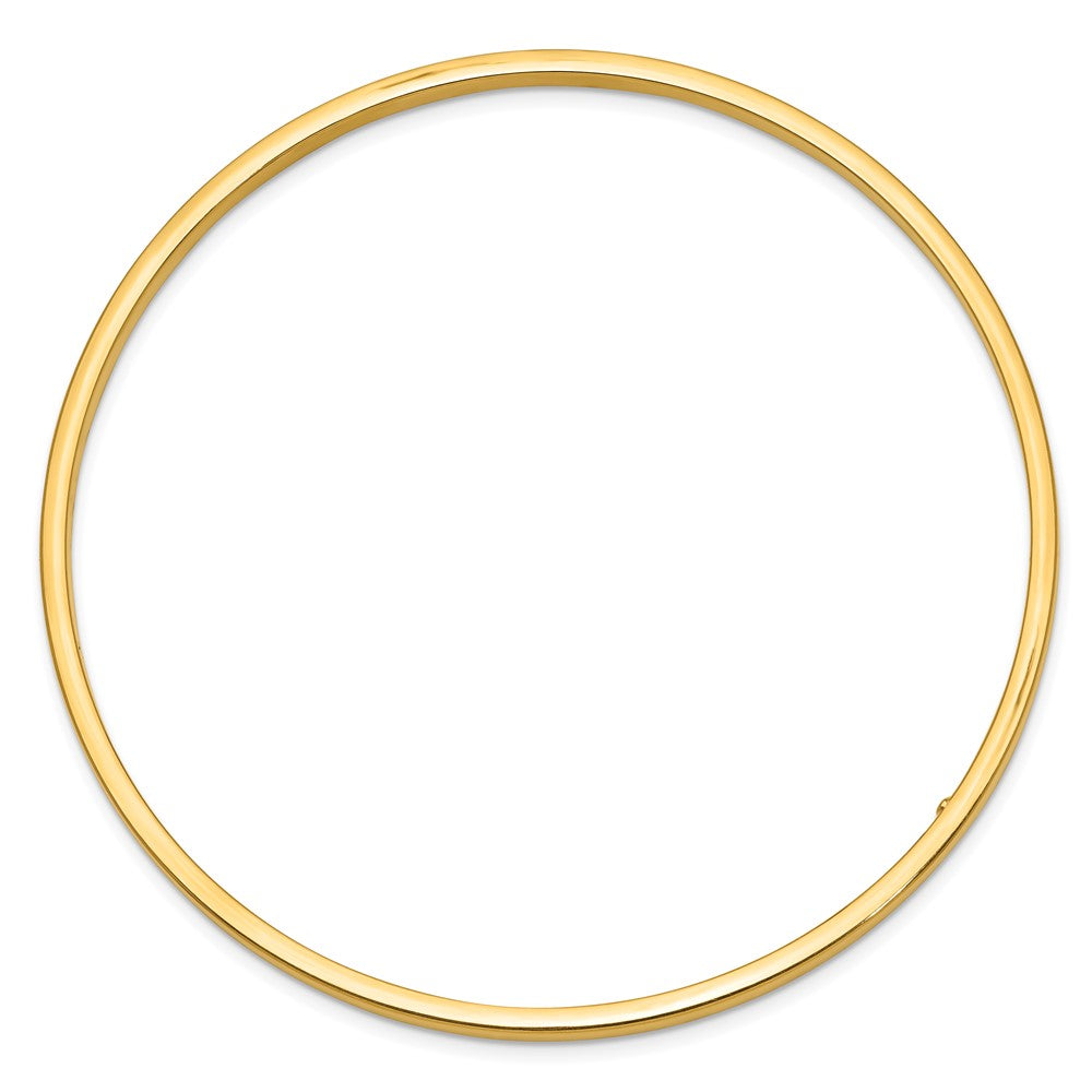 10K Yellow Gold 3mm Polished Square Tube Slip-On Bangle
