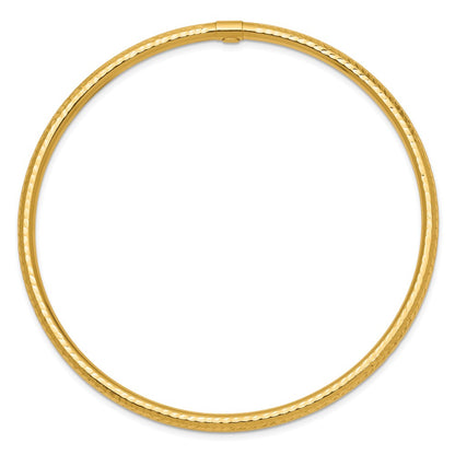 10K Yellow Gold 3mm Diamond-Cut Tube Slip-On Bangle