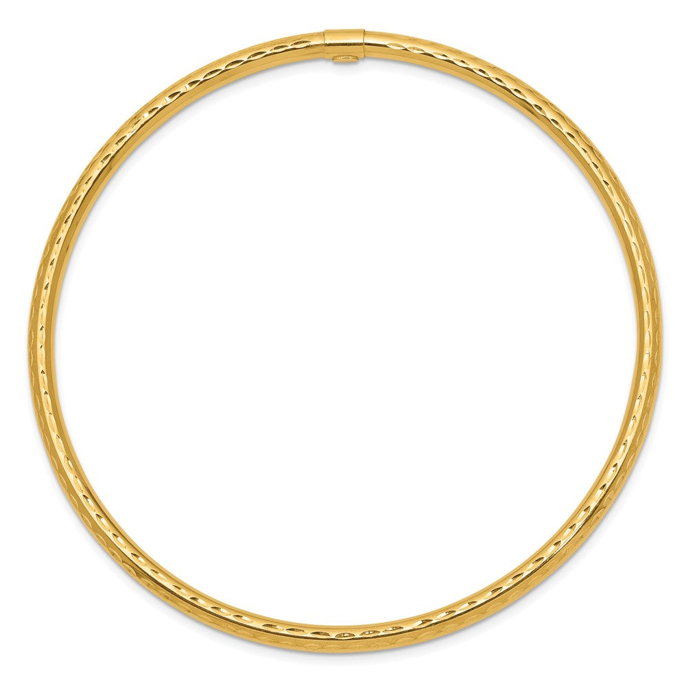 10K Yellow Gold 3mm Diamond-Cut Tube Slip-On Bangle