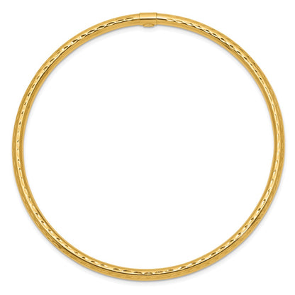 10K Yellow Gold 3mm Diamond-Cut Tube Slip-On Bangle