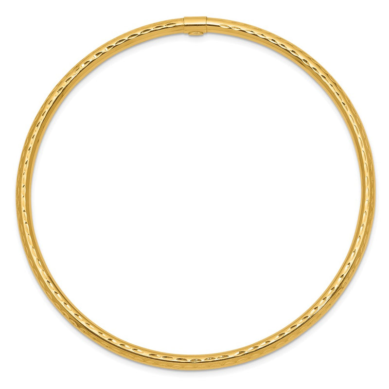 10K Yellow Gold 3mm Diamond-Cut Tube Slip-On Bangle