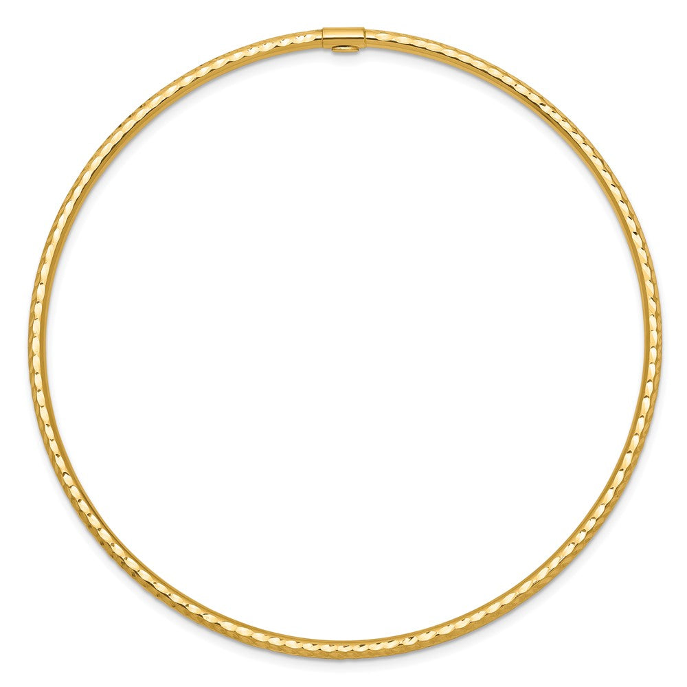 10K Yellow Gold 2mm Diamond-Cut Tube Slip-On Bangle