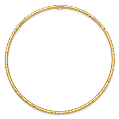 10K Yellow Gold 2mm Diamond-Cut Tube Slip-On Bangle