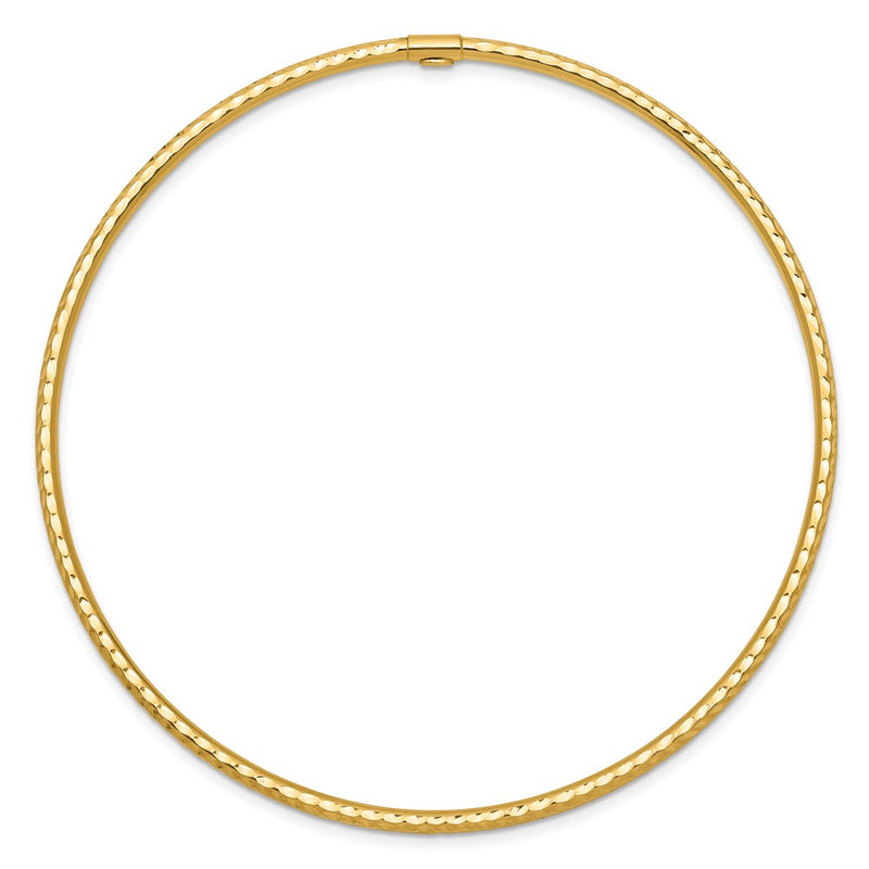 10K Yellow Gold 2mm Diamond-Cut Tube Slip-On Bangle