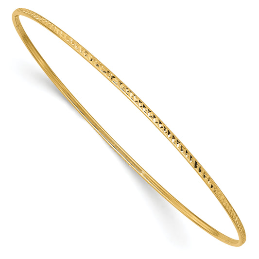 10K Yellow Gold 1.5mm Diamond-Cut Slip-On Bangle Bracelet