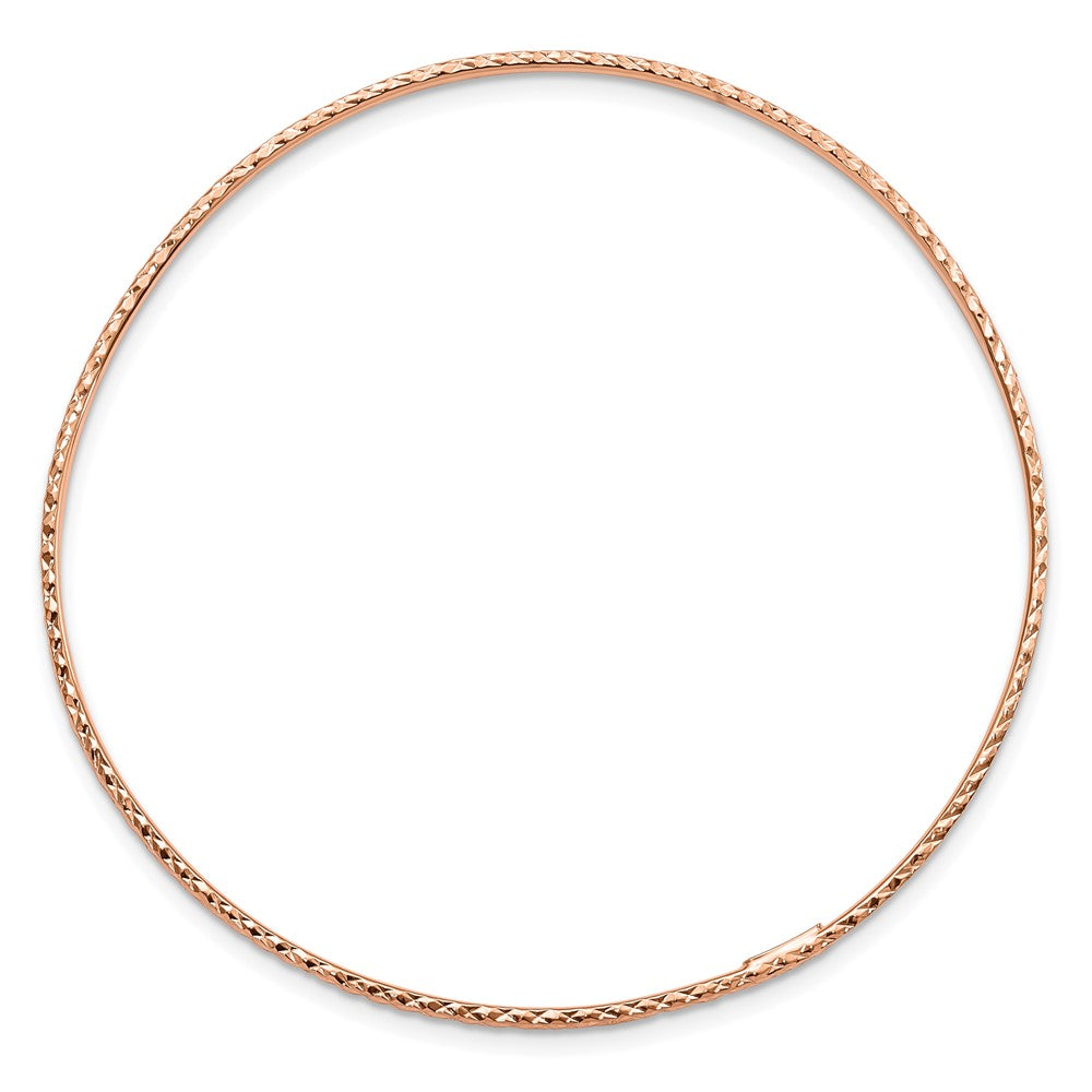 10K Rose Gold 1.5mm Diamond-Cut Slip-On Bangle Bracelet