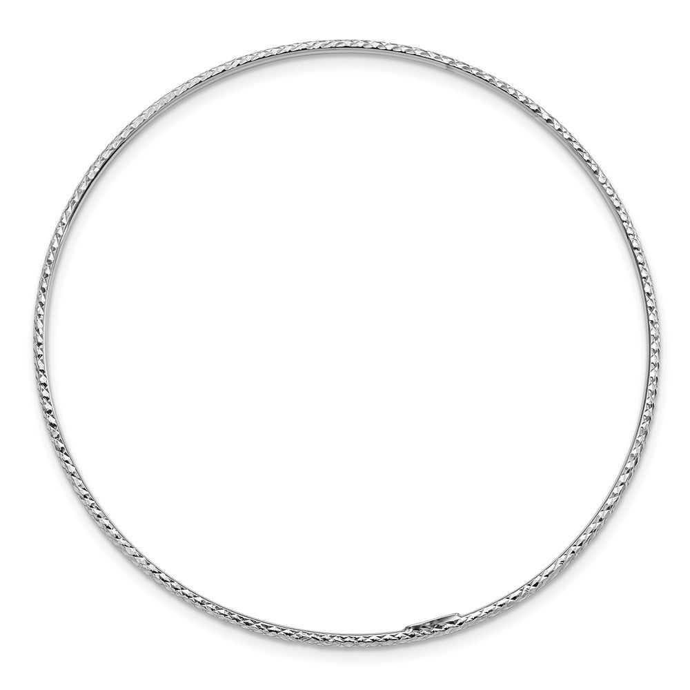 10K White Gold 1.5mm Diamond-Cut Slip-On Bangle Bracelet