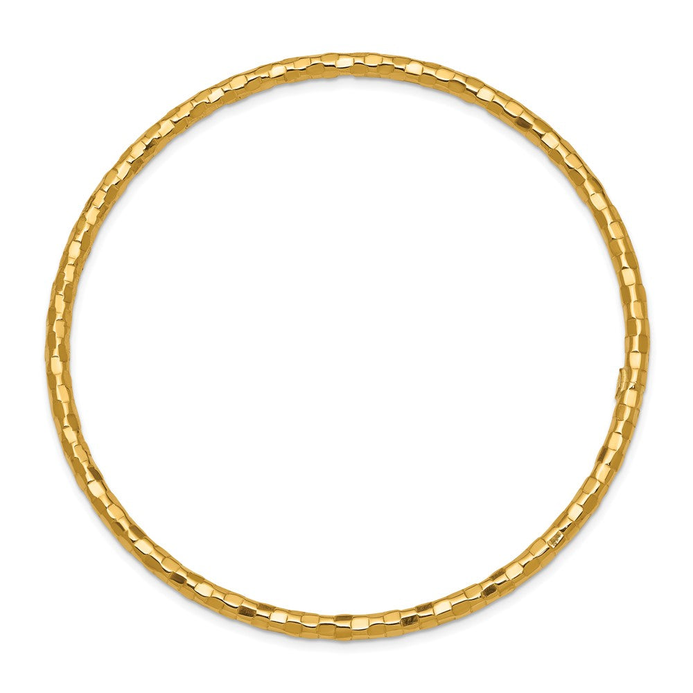 10K Yellow Gold Polished Textured Slip-On Bangle Bracelet