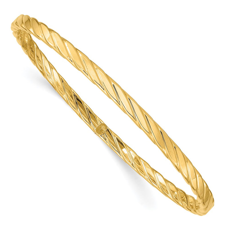 10K Yellow Gold 10K 4mm Textured Twist Slip-On Bangle