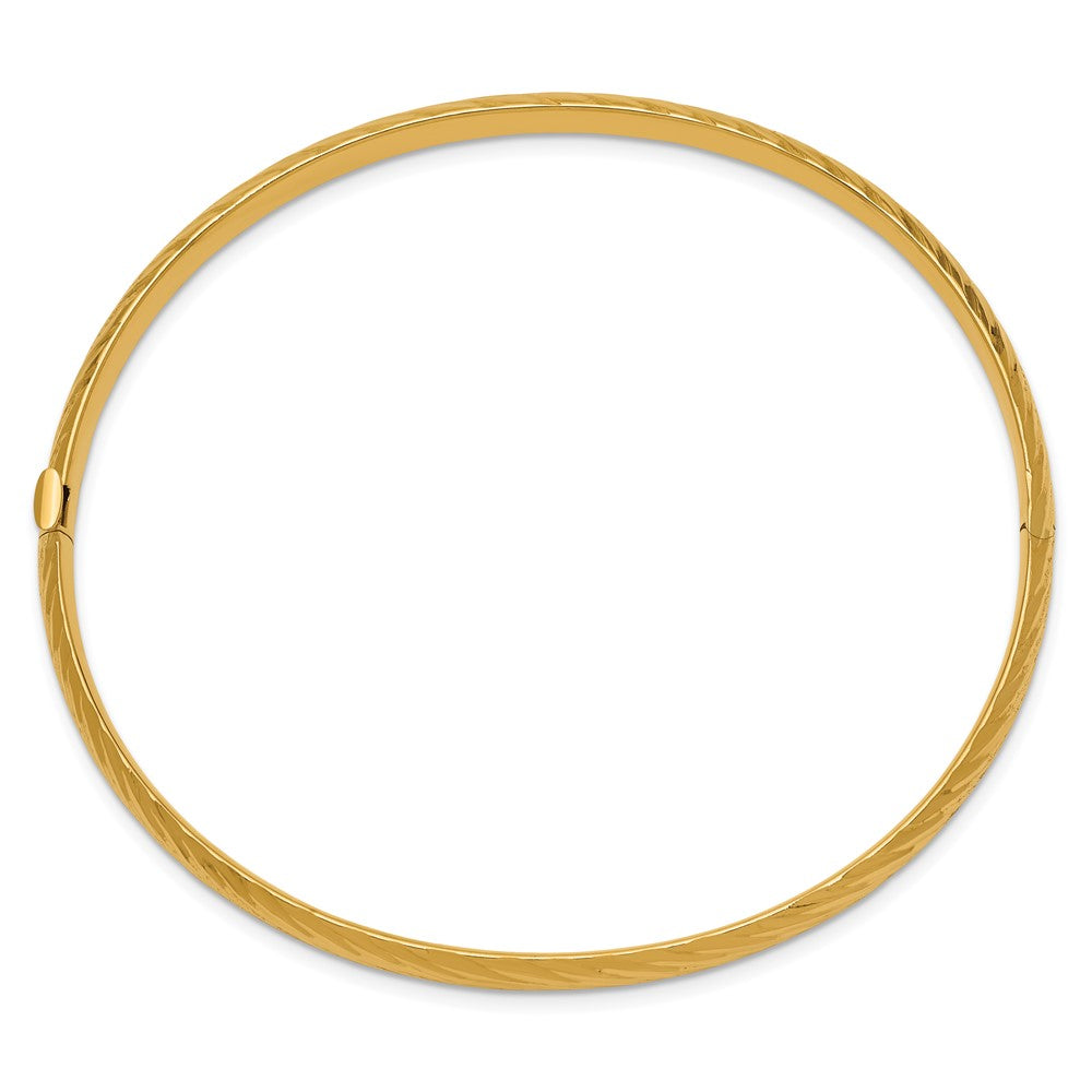 10K Yellow Gold 3/16 Textured Hinged Bangle